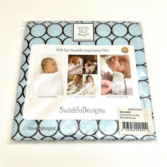 NWT SwaddleDesigns The Ultimate Receiving Blanket Baby Blue Mod Circles - Picture 2 of 2